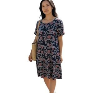 LULAROE Carly Blue Anchor Short Sleeve Dress Sz.XS EUC.